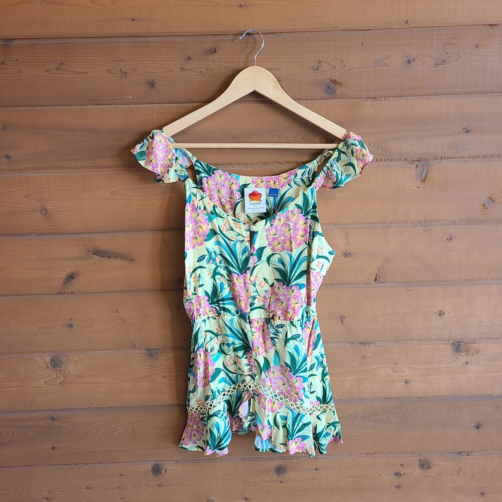 Farm Rio Top Floral Tank NWT Tropical Blouse Beachy Anthropologie S Boho Shirt - Picture 2 of 4